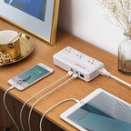 ISELECTOR Universal Travel Adapter, Power Step Down 220V to 110V Voltage Converter with 6A 4-Port USB Charging 3 AC Sockets International Plug Adapter for UK/AU/US/EU/Japan More Than 150 Countries