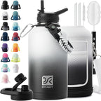 DYSANKY Insulated Water Bottle | Thickened Stainless Steel Vacuum Metal | Portable Sports Half Gallon Large Water Jug for Gym and Hiking with Straw, Carrier Bag, Handle Strap | BPA-Free 64 oz