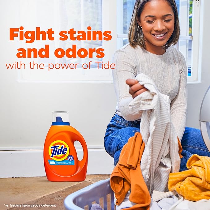 Tide Laundry Detergent Liquid, Clean Breeze Scent, 48 Loads, 60 fl oz, Works on 100% of Common Stains