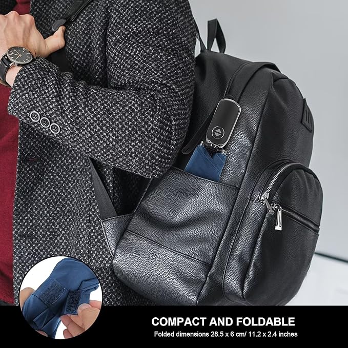 Compact Travel Umbrella for Purse - Flat Handle, Waterproof for Light Rain