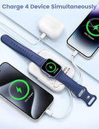 RORRY CharmGo Portable Charger, 5000mAh Portable Charger Power Bank with Built-in Cables, Travel Keychain Battery Pack for Apple Watch and iPhone Air/17/16/15/14/13/12, Mom-White