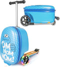 Sesame Street Cookie Monster Ride-On Scooter Suitcase for Kids – Hardside Lightweight Carry-On Luggage with Foldable Scooter & LED Wheels