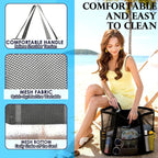 Fammart Mesh Beach Bag, Large Beach Tote with Zipper Pocket, Toys Pool Bag for Family Travel Vacation Cruise Essentials