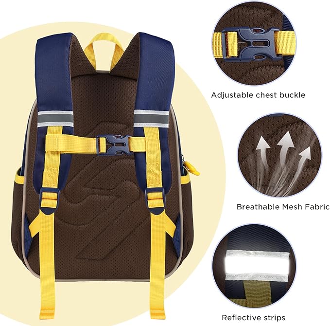 GAGAKU Toddler Backpack for 3 4 5 6+ Boys Splash-Proof Kids Backpack Adjustable Kindergarten & School Backpack | Lightweight 11.2L with Chest Strap and Reflectors - Car