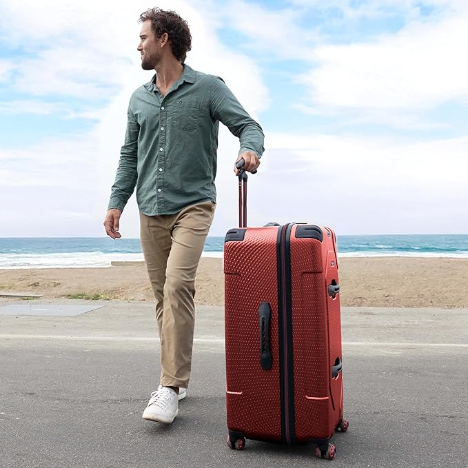 Traveler's Choice Maxporter II Polycarbonate Hardside Trunk with Spinner Wheels, Red, 28-Inch Medium Trunk