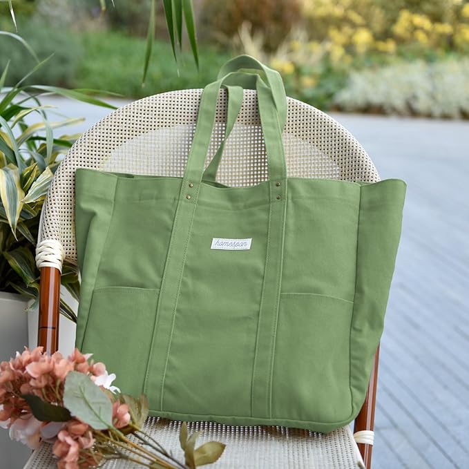 HOMESPON Large Canvas Tote Bag for Women Everything Bag with Pockets and Laptop Sleeve