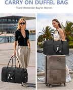 Women Weekender Travel Duffle Bag: Initial Duffel Overnight Bags with Shoe Compartment Large Carry on Tote with Toiletry Bag Weekend Traveling Yoga Gym Hospital Bag for Women with Wet Pocket Letter A