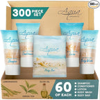 Aqua Organics Hotel Soaps and Toiletries Bulk Set | 1oz Hotel Shampoo & Conditioner, Body Wash, Body Lotion & 1oz Bar Soap Travel Size | 300 Pieces