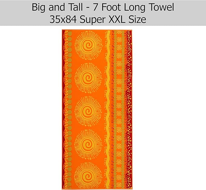 COTTON CRAFT Oversized Beach Towels - 2 Pack XXL 35x84 - The Big Kahuna 7 Foot Extra Large Beach Blanket Towel - Big & Tall - 100% Cotton Jacquard Velour Soft Luxury Towel - Sunshine Orange Yellow