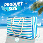 SRISE Large Beach Bag for Women & Men, Beach Bags Waterproof Sandproof, Travel Tote Bag, Swim Pool Bag for Family Outdoor