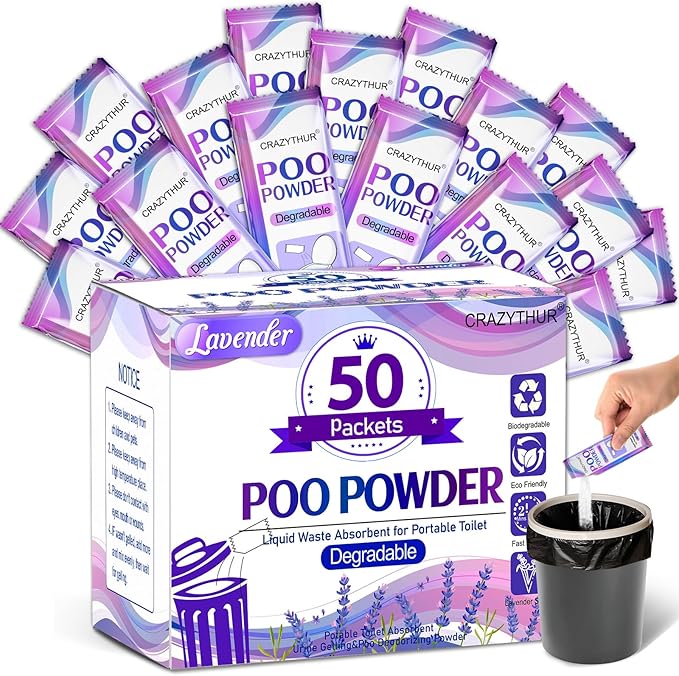 Portable Toilet Gel, Poo Powder for Portable Toilet, Camping Toilet Gel, Pee Powder, Portable Toilet Powder for Outdoor Camping and Hiking Toilet Gel Powder