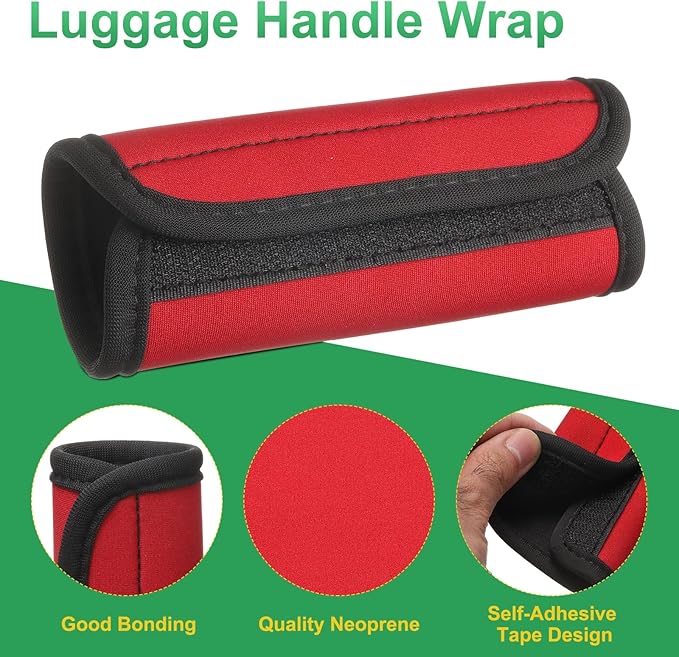 uxcell 3 Pcs Luggage Handle Wrap for Suitcase, Neoprene Handbag Grip Cover Protector Luggage Identifiers Suitcase Handle Wraps for Luggage Shopping Bag Travel Bags, Black/Red/Orange