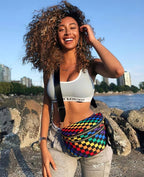Black and White Checkered Crossbody Bag Bum Bag for Women,Spacious Checkered Purse Fanny Packs Belt Bag