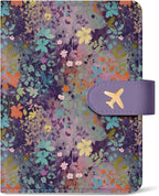 Passport Holder for Travel Essentials, RFID Blocking Leather Cover Wallet with Magnetic Closure, Aesthetic & Cute Passport Book Case for Women and Men - Violet