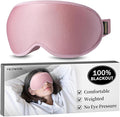 Weighted Sleep Mask for Women: 3D Contoured Blackout Eye Mask for Eyelash Extensions, Zero Pressure Memory Foam Blindfold, Self-Care Relaxation Gift, Travel & Long Flight Essentials (Pink)