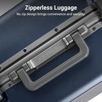 LEVEL8 Carry On Luggage Airline Approved Zipperless with Aluminum Frame, Hard Case Luggage with Spinner Wheels, Metal Travel Suitcase, 20 Inch, Blue