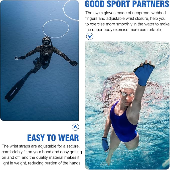 TAGVO Aquatic Gloves for Helping Upper Body Resistance, Webbed Swim Gloves Well Stitching, No Fading, Sizes for Men Women Adult Children Aquatic Fitness Water Resistance Training