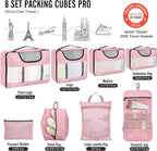 Veken 8 Set Packing Cubes for Travel Essentials, Suitcase Organizer Bags in 4 Sizes, Carry-On Luggage Accessories with Large Laundry & Hanging Toiletry Bag, Must-Have for Airplane, Road Trip & Camping