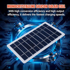 5W Solar Panel Charger, Solar Panels Professional Monocrystalline High Efficiency USB Solar Cell Maintainer for Laptops, Radios and Cell Phones with Solar Generator