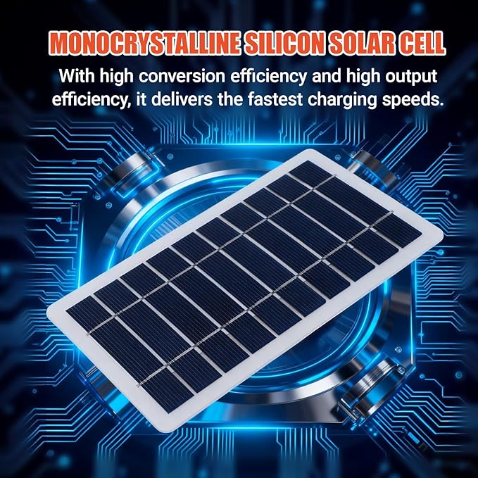 5W Solar Panel Charger, Solar Panels Professional Monocrystalline High Efficiency USB Solar Cell Maintainer for Laptops, Radios and Cell Phones with Solar Generator