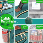 Genteen Lunch Box for Kids, Boys - Insulated Small LunchBox Reusable, Zip Closure & Buckle Handle, Portable Cooler for Work, School, Travel (Lake Green)
