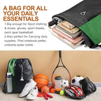 BeeGreen Green Drawstring Bag Sports Gym Backpack for Women Men Large Cinch Sackpack Day Pack with Zipper and Water Bottle Mesh Pockets (Black/Green)