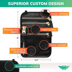 HERO Neck Wallet, RFID Blocking Vegan Leather Passport Holder Travel Pouch (Black)