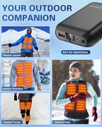 7.4V/5V 2A 16000mAh Heated Vest Battery Pack Compatible with ORORO and Venustas, NORSENN, Portable Power Bank with LED Display for 𝟓𝐕 USB heated Vests Jacket Camping Chair Blanket(NOT for 12V）