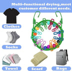 Portable Travel Clothesline,Adjustable Elastic Stretch Line with 12pcs Clothes Clips,for RV Outdoor and Indoor Camping Accessories (Green)