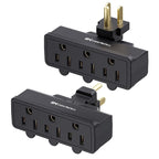 [ETL Listed] Cable Matters 2-Pack 3-Outlet Grounded 180 Degree Swivel Wall Tap, 3 Plug Wall Adapter, Multi-Plug Outlets, Black