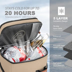 BAGPARKK Insulated Cooler Backpack,33/45 Cans Multifunctional Double Deck Leakproof Cooler Bag with Sternum Strap,Large Capacity Lightweight Travel Camping Beach Backpack