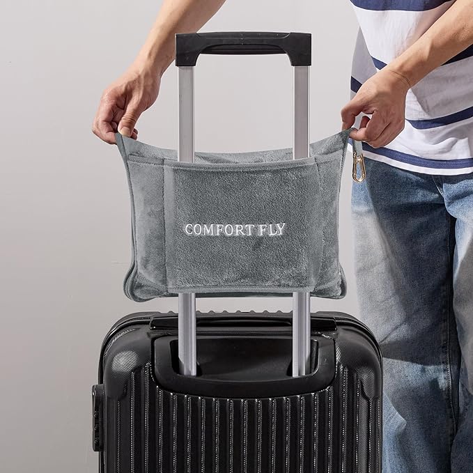 Comfort Fly Travel Blanket & Pillow – 2-in-1 Micro Plush Airplane Blanket with Carry Case (40" x 70") - Gray