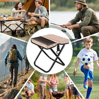Ultra-Thin Portable Folding Stool - 1.97" Slim Fold, 0.99LB Lightweight, 200LB Capacity Camping Chair for Adults, Compact Collapsible Seat for Outdoor Fishing, Hiking, Events & Queue（Khaki）