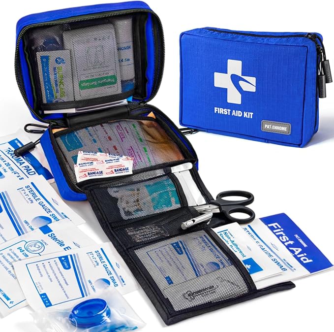 300 Piece First Aid Kit, Compact Waterproof First Aid Bag with 9 Organized Compartments, Portable Emergency Supplies Kit for Outdoor, Camping, Hiking, Car, Home, Travel, Office