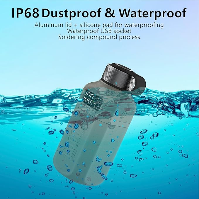 20,000mAh Rugged Power Bank with Fast Charge USB-C PD, IP68 Waterproof Shockproof, Includes 420lm Bright Camping Lantern, Tactical Outdoor Charger for Hiking Camping Survival Emergency（Grey）