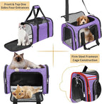 Soft-Sided Cat/Dog/Pet Carrier, Collapsible Pets Travel Carriers for Big Cats/Small Dogs with Shoulder Strap & Removable Mat, Mesh Puppy Carry Bag, Up to 25 Lbs(Purple)