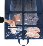 KEEGH CLear Garment Bags for Dance Costumes 40 inch Dance Garment Bags for Dancers Hanging Clothes for Closet Storage, with 4 Zipper Pockets for Dance Competitions, Ballet, Theatre, 2 Pack, Navy Blue