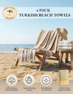 LANE LINEN Beach Towel 4 Pack, Oversized Beach Towels for Adults, Lightweight Travel Beach Towels, Pre-Washed for Soft Hand Feel, Quick Dry Beach Towels, 39"x71" - Beige