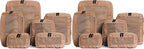 Aerotrunk Compression Packing Cubes for Travel - Luggage Organizer Bags - Double Zipper Packing Cubes for Suitcases (12-Pack, Mocha)