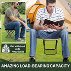 Ultra-Thin Portable Folding Stool - 1.97" Slim Fold, 0.99LB Lightweight, 200LB Capacity Camping Chair for Adults, Compact Collapsible Seat for Outdoor Fishing, Hiking, Events & Queue（Khaki）