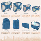 Shacke Packing Cubes for Travel 8 Set - Premium Luggage Organizer Bags - Versatile Travel Organizer for Women and Men - Optimized Packing Bags - Travel Essentials (Navy Blue)