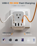 UK Adapters for Travel 2 Pack, TESSAN Type G US to UK Plug Adapter with 4 Outlets 3 USB Charger(1 USB C PD 20W), Power Adaptor for USA to Ireland Scotland Dubai Hong Kong England British Kenya London