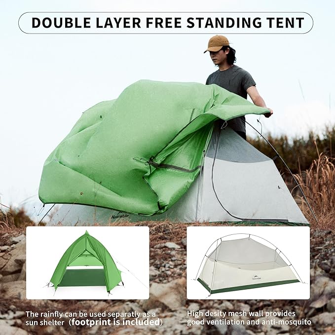 Naturehike Cloud Up Tent, Lightweight Backpacking Tents, Waterproof Ultralight Tent for Camping Hiking Backpacking