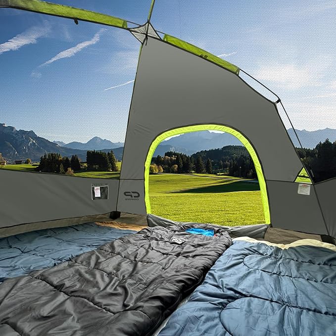 CAMPROS CP Camping Tent 2/4/6 Person, Waterproof Windproof Double Layer Dome Tent, Easy Setup with Large Mesh Windows & Wide Door for Outdoor Camping Backyard