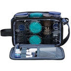 ZEEMO Travel Toiletry Bag for Men, Medium Water-Resistant Double-Sided Full-Open Dopp Kit, Versatile Organizer for Shower and Hygiene Accessories, Bathroom Essentials, Cosmetics, Black and Blue