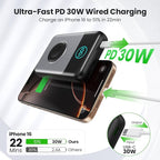 Magnetic Portable Charger for iPhone, 10800mAh 15W Wireless Power Bank with iWatch Charger,30W PD Fast Charging USB-C Travel Essentials Battery Pack for Magsafe,iPhone 17/16/15/14/13, Apple Watch