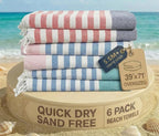 LANE LINEN Beach Towels 6 Pack, Bulk Beach Towels Oversized, Pool Towels for Adults, Pre-Washed, Sand Free Beach Towel, Fast Drying Beach Towel, 39"x71" - Diamond Multi Stripe