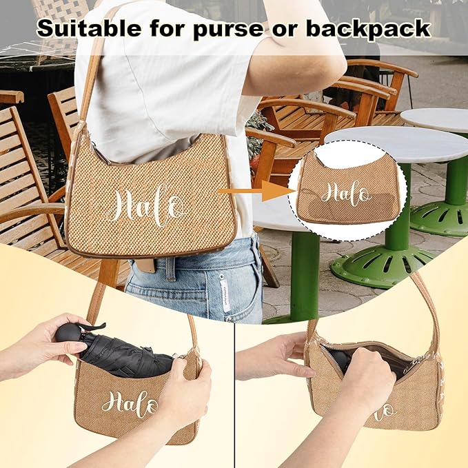 TopTie Compact Mini Umbrella for Purse, Small Sun & Rain Umbrellas with Case, Travel Folding Umbrella