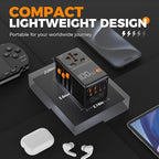 TESSAN Universal Travel Adapter, 100W GaN International Power Adaptor with 4 USB Ports (2 USB C), Worldwide Plug Adapter for US to EU Europe UK AUS France Italy Spain Ireland(Type C G A I), Black