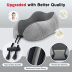 urnexttour Neck Pillow Airplane-2 Pack Memory Foam Travel Pillow, Soft Support Travel Neck Pillow for Travelling, Sleeping Rest, Car, Train and Home Use (Black&Grey)